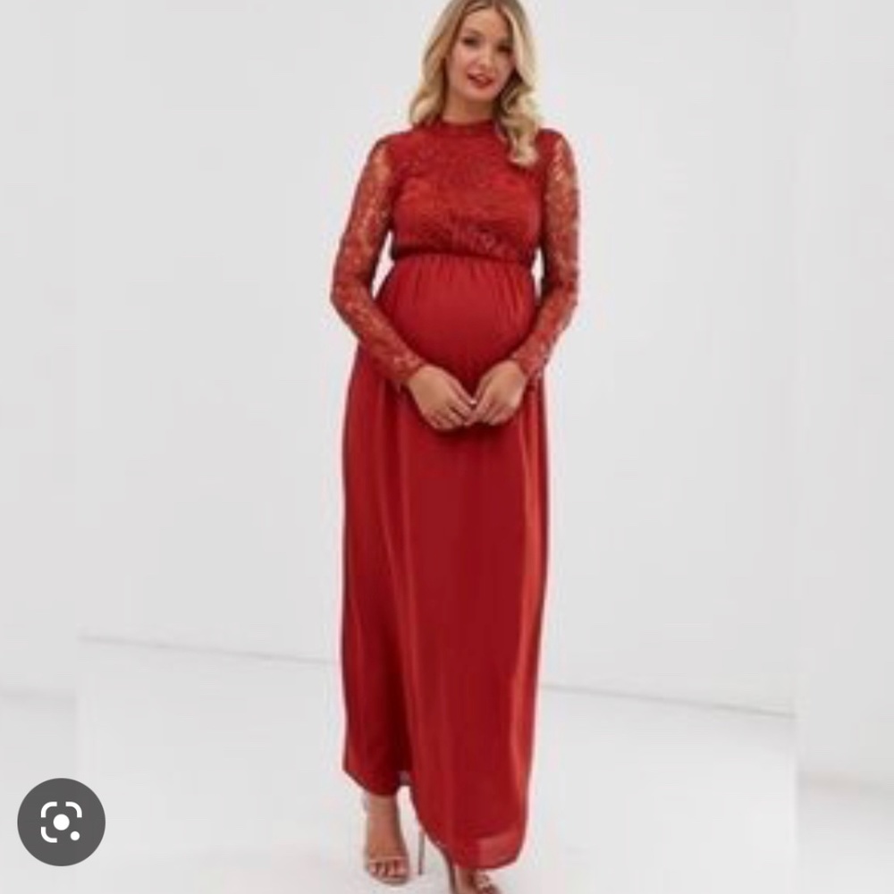 ASOS burn orange maternity lace top maxi dress 4 fall photography